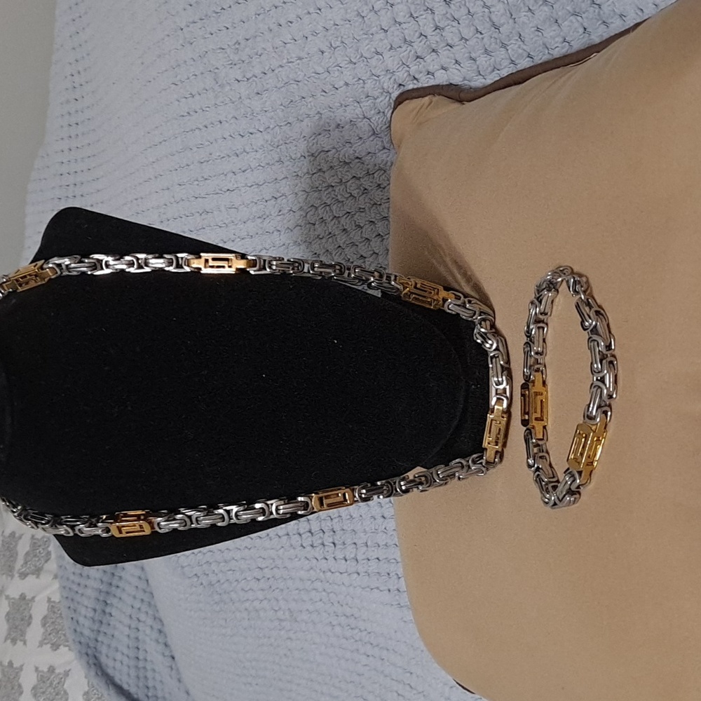 Authentic stainless steel  necklace and bracelet set